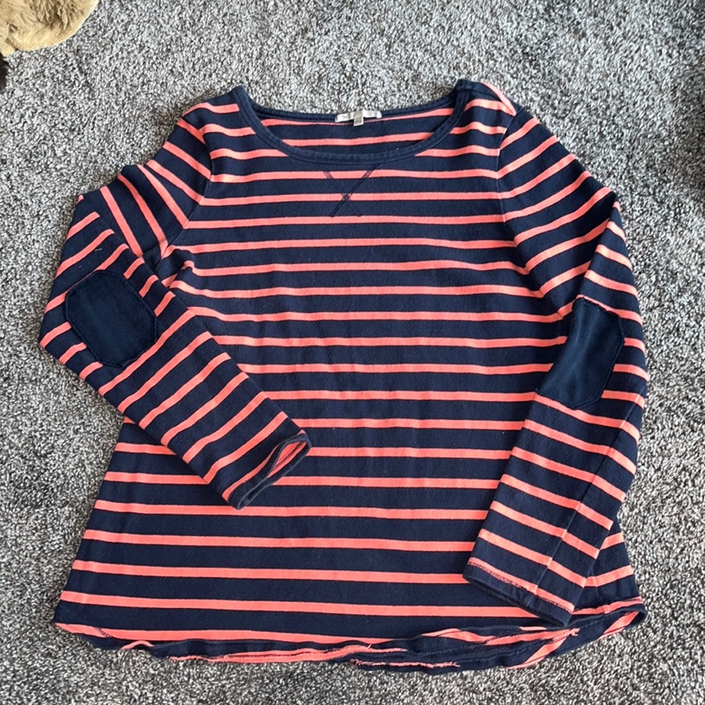 GAP Striped long sleeve tee with elbow patches in size large